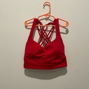 Red Lululemon free to be wild sports bra